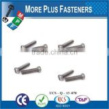 Made in Taiwan High Quality Carbon Steel Copper DIN 84 Saw Slot Drive Cheese Head Machine Metric Bolts