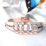 Real Rose Gold Plated Rhinestone Bangle Bracelet thumbnail-1