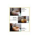 Stone Basin Sink, Round Bowl, Bathroom Counter Sink, Pedestal Sink thumbnail-1