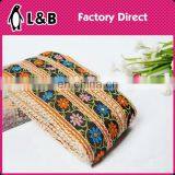 3.5cm Embroidered Ribbon Trims Polyester Woven Jacquard Ribbon Trim Floral
