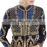 Women Navy Blue Color Occasion Wedding Party Wear Semi-Stitched Dress Material 2017 (anarkali Dresses) thumbnail-4