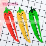 Latest popular korean kawaii stationery promotion High quality hot selling funny chili shaped wooden ruler for student