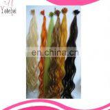 Hot sale factory cheap price high quality 100% human remy i tip human hair extensions wavy