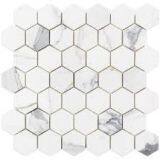Hexagon Mosaic Calacatta Gold Bathroom Marble Mosaic thumbnail-2