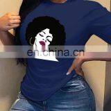 Head Print T-shirt Women European and American New Round Neck Short Sleeve Loose All-match Blouse T thumbnail-5