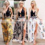 2020 Summer New Arrivals Ladies Sexy Slit Printed Long Skirt Women Casual Floral Skirt thumbnail-4
