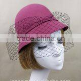 New Style 100% Wool Felt Winter Hat With Veil thumbnail-1