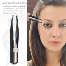LED Light Stainless Steel Eyebrow Tweezers for Men and Women Personal Beauty Care thumbnail-3
