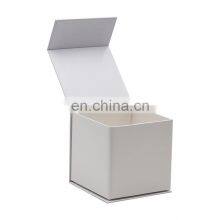 Custom White Small Cube Shape Magnetic Tealight Candle Retail Rigid Gift Box With Ribbon thumbnail-3