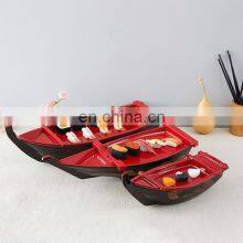 Washable Reusable Large Ship Boat Japanese Serving Plastic Party Black Sushi Tray thumbnail-4