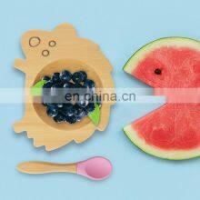 Bamboo Silicone Baby Spoon Bowl Amazon Sells Silicone Suction Bamboo Plate Bowl For Feeding Kids thumbnail-4