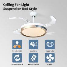 High Quality 42′′ Invisible Ceiling Fan With LED Light DC Motor Retractable Bladeless Fan Light With Remote Control thumbnail-4