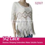 Women Tops Hot Embroidery Cotton Lace Fabric for Half Sleeve Cotton Vest thumbnail-1