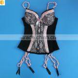 Wholesale Women Shapewear, Black Lace Pink Bow Sexy Corset thumbnail-5
