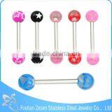 316L Barbell UV Glitter Bioplast Tongue Rings Body Piercing thumbnail-6