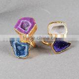 New Fashion Agate Druzy Geodel Ring With Natural Gemstone for Women Girl Jewellery thumbnail-5