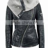 ladies pu leather jacket in apparel stocks,Pink Long Sleeve Zipper Crop PU Leather Jacket