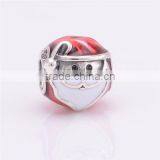Merry Christmas ! 925 Sterling Silver Jolly Santa Red / White Enamel Charm Bead thumbnail-1