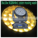 36x10w rgbw4in1 led moving zoom wash stage light