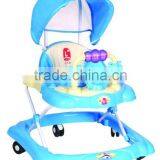 plastic light rocking/rolling folding cheap baby walker stroller/car with big canopy sunshade