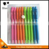The latest style fashion plastic feature ballpoint pen set 10 with OEM cooperation
