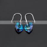 Fashion 925 Sterling Silver Blue Love Earrings ,the Heart of Austrian Crystal Earrings ! thumbnail-2