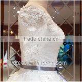 Elegant Sexy Off The Shoulder Princess Ball Gown Wedding Dresses Half Sleeve Bridal Gown With Ribbons Flower Sash Beaded ML056 thumbnail-4