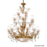Luxury Crystal & Bronze Pendant Light, Elegant Design Brass Chandelier Crystal Drop, Noble Hotel Ceiling Lamp thumbnail-3