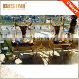 Luxury Italy Baroque Collection Brass 18K/24K Gilded Armchair/ Louis XV Royal Golden Decorative Side Chair, MOQ 1 PC thumbnail-3