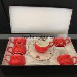 Low Bone New Bone China Porcelain Coffee Cup Promotion Red Cup Set Gift Box Packing thumbnail-1