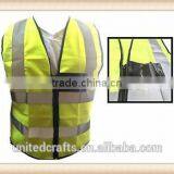 High Visibility Pocket Safety Zipper Vest With Reflective Strips Universal Size thumbnail-1