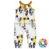 Boutique Newborn Baby Outfit Vintage Grey Yellow Floral Jumpsuit thumbnail-1
