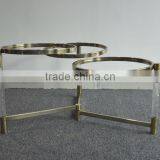 Cantilever Design Home Furniture Metal Round Glass Coffee Table With Iron Frames thumbnail-4