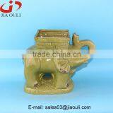 Antique Animal Flower Pot, Ceramic Elephant Planter thumbnail-1