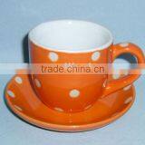 White Dots Hand Printing Mini Ceramic Cup and Saucer thumbnail-1