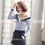 2017 Fashion Woman Sweater V-neck Loose Pullover Sweater Cheap Woman Sweater thumbnail-1