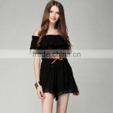 New Fashion Boat Neck Adult Short Sleeve White Color Ladies Summer Rompers thumbnail-5