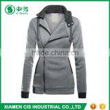 2017 Latest Fashion European Style Multi Color Women Winter Oblique Zipper Hoodie thumbnail-2