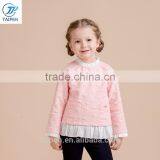 Girls Knitted t Jacquard t Shirt Whith Pleated Hem Kids Long Sleeve Pullover Clothing Wholesale thumbnail-2