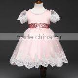 Girls Short Sleeved Wedding Dress Big Bow Dress Lace Wedding Dress Bridal thumbnail-3