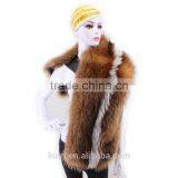 Women's Real Fox Fur Shawl Knitted Fox Fur Pashmina With Pocket Warm Women Scarf thumbnail-3