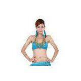 Milk Silk Tribal Belly Dance Bras Blue With Beaded Sequin For Dancing Party thumbnail-1