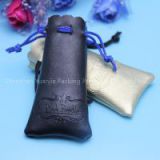 Top selling high quality emboss logo leather jewelry pouch , faux leather pouch