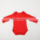 Baby Long Sleeve Plain Red Baby Bodysuit 100% Cotton Baby Romper for Winter thumbnail-1