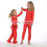 Wholesale Kids Pajamas Sleepwear Red Ruffle Pants Set Girls Cotton Sleepwear Pajamas thumbnail-1