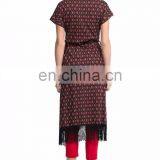 Newest Design Tie Waist and Fringe Bottom Original Cut Ladies Long Vest Women thumbnail-3