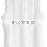 Women Slim Girl Sleeveless Chiffon Lace Pleats Posies White Top Blouse thumbnail-2