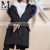 New Women Winter Coat Cheap Fox Fur Lining Long Jacket Real Raccoon Fur Hooded Winter Parka Coat thumbnail-2