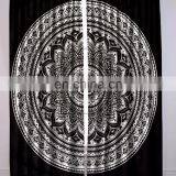 Indian Beautiful Black Ombre Mandala Curtain Set Cotton Boho Drapes Window Decor Curtain Set thumbnail-3