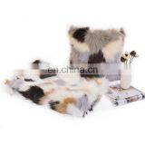 Recyclable Manufacturers Colorful Square Jacquard Plush Soft Warm Luxury Long Faux Fur Throw Blanket for Winter thumbnail-2